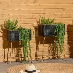 4living Lombok Kukkalaatikko 2kpl Setti Musta/ruskea -Anno Store 4 living lombok kukkatelineet miljoossa web pete 10