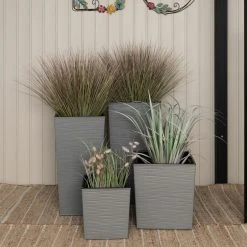 4Living Dluto ECO Korkea Ruukku 40x40x75,3 Cm Hiekka -Anno Store 4living dluto ruukku korkea vaaleanharmaa3