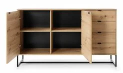 Eureka Fore Senkki 153x39x89 Cm Tammi/musta 9 Eureka Fore Senkki 153x39x89 Cm Tammi/musta -Anno Store Fore senkki 153x39x89 cm tammi musta ovet auki