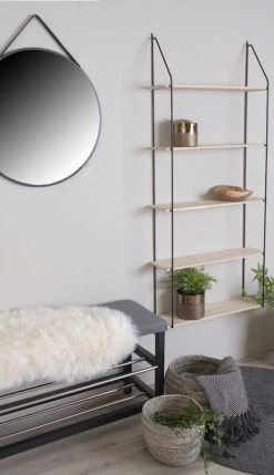 House Nordic Eindhoven Seinähylly Musta/puu -Anno Store HouseNordic Eindhoven seinahylly 1