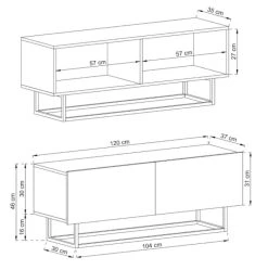 Eureka Jalo Tv-taso 120x37 Cm Tammi/musta