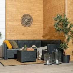 Veke Lupiini Kulmasohva Ja Sohvapöytä Grafiitti -Anno Store Lupiini kulmasohva ja sohvapoyta miljoossa Musta web pete 1