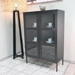Tenstar Siera Korkea Vitriini 80x40x120 Cm Musta -Anno Store Siera lasiovikaappi korkea musta