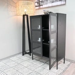 Tenstar Siera Korkea Vitriini 80x40x120 Cm Musta -Anno Store Siera lasiovikaappi korkea musta1