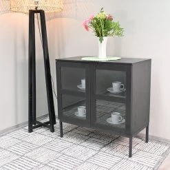 Tenstar Siera Matala Vitriini 80x40x80 Cm Musta -Anno Store Siera lasiovikaappi matala musta1