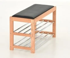 Veke Arki Eteispenkki Kenkätelineellä Tammi/musta -Anno Store Veke Arki eteispenkki kenkatelineella tammi musta 3 1