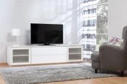 Hiipakka Anton Tv-taso 200 Cm Maitolasi Valkoinen/saarni