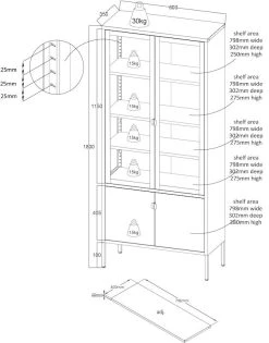 Eureka Carbon Korkea Vitriini 80x35 Cm Musta -Anno Store carbon korkea vitriini musta mittakuva
