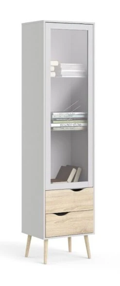 Tvilum Delta Kapea Vitriini 1-ovella Valkoinen/tammi