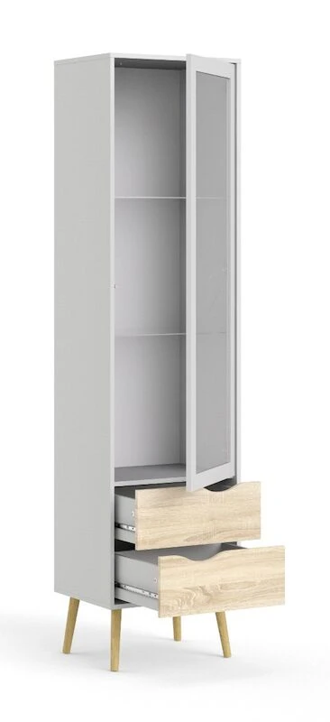 Tvilum Delta Kapea Vitriini 1-ovella Valkoinen/tammi 5 Tvilum Delta Kapea Vitriini 1-ovella Valkoinen/tammi - Image 3