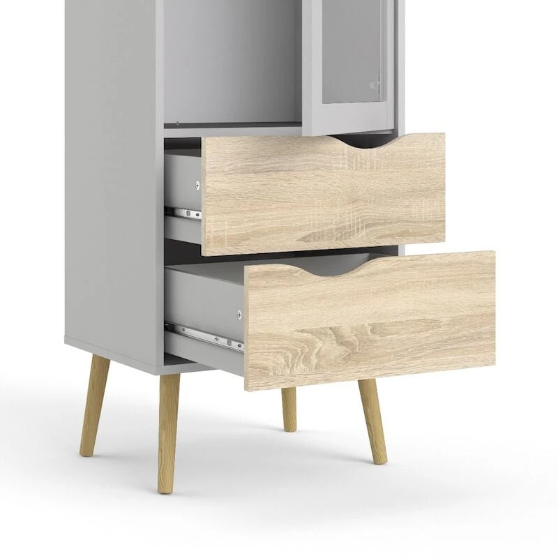 Tvilum Delta Kapea Vitriini 1-ovella Valkoinen/tammi 6 Tvilum Delta Kapea Vitriini 1-ovella Valkoinen/tammi - Image 4