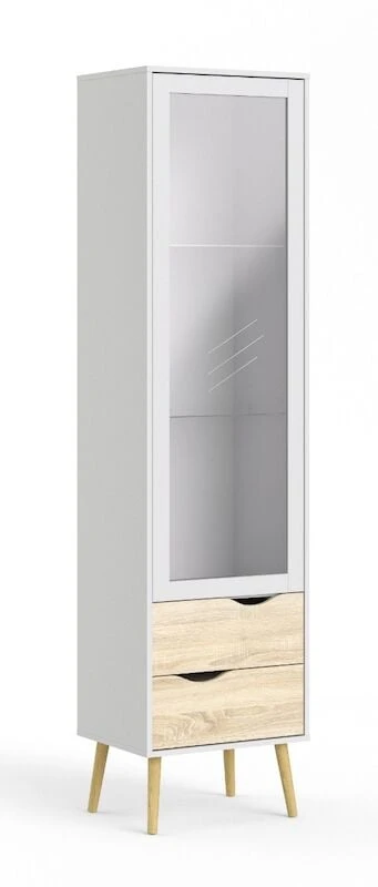 Tvilum Delta Kapea Vitriini 1-ovella Valkoinen/tammi 4 Tvilum Delta Kapea Vitriini 1-ovella Valkoinen/tammi - Image 2