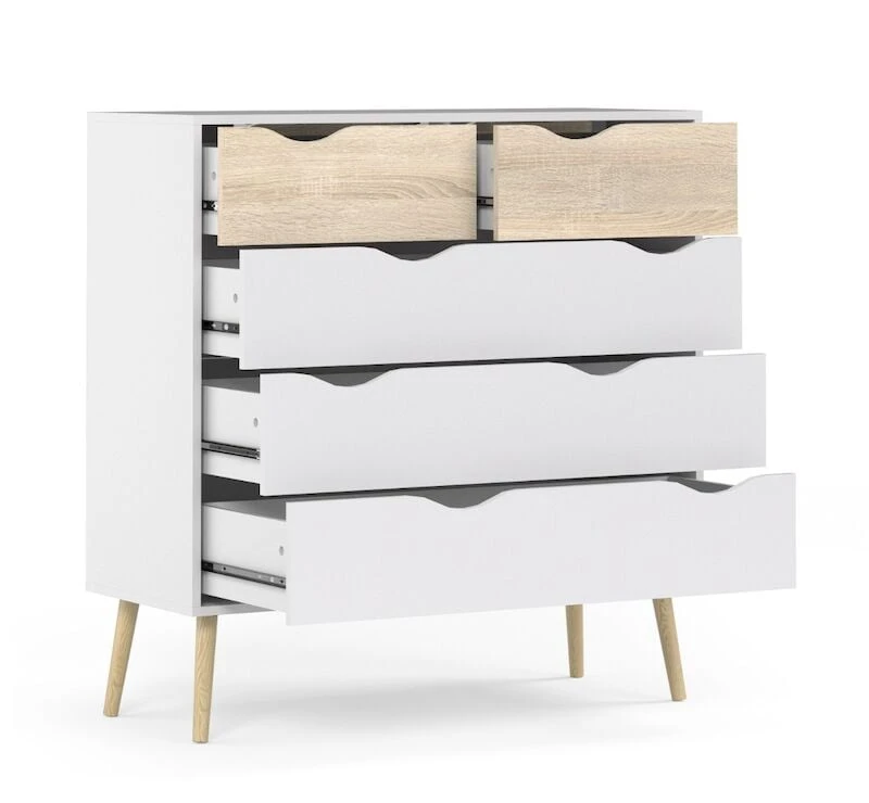 Tvilum Delta Lipasto 5-laatikolla Valkoinen/tammi 4 Tvilum Delta Lipasto 5-laatikolla Valkoinen/tammi - Image 2