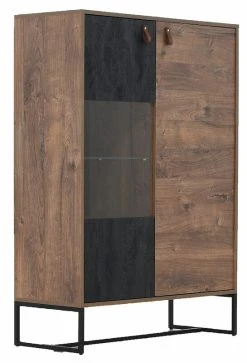 Eureka Kero Korkea Vitriini 93x39x133 Cm Tammi/harmaa -Anno Store eureka Kero vitriini tammi harmaa 2 0