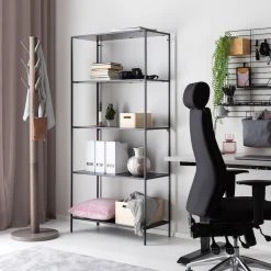 House Nordic Vita Avohylly Musta, Tammihyllyillä 80x36x170 Cm -Anno Store house nordic vita avohylly 80x36x170cm musta web 7