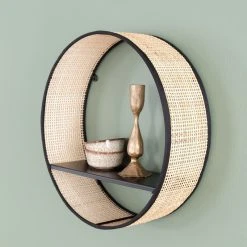 Veke Kerä Pyöreä Rottinkiseinähylly Ø35 Cm Luonnonväri/musta -Anno Store kera pyorea rottinkiseinahylly 35cm web 4