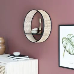 Veke Kerä Pyöreä Rottinkiseinähylly Ø35 Cm Luonnonväri/musta -Anno Store kera pyorea rottinkiseinahylly 35cm web 6