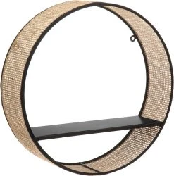 Veke Kerä Pyöreä Rottinkiseinähylly Ø35 Cm Luonnonväri/musta -Anno Store kera seinahylly rottinki 35cm