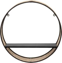 Veke Kerä Pyöreä Rottinkiseinähylly Ø35 Cm Luonnonväri/musta -Anno Store kera seinahylly rottinki 35cm1