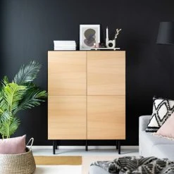 Veke Koto Kaappi 4-ovella Musta/tammi -Anno Store koto kaappi 4 ovella