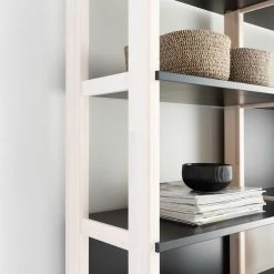 Veke Mella Kirjahylly Valkaistu Koivu/musta 139x36 Cm -Anno Store mella kirjahylly valkaistu koivu musta web 2