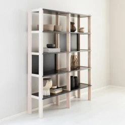 Veke Mella Kirjahylly Valkaistu Koivu/musta 139x36 Cm -Anno Store mella kirjahylly valkaistu koivu musta web 6