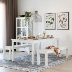 Thomart Sevilla Vitriini Valkoinen/ Harmaa -Anno Store moona ruokailuryhma 6 hengen penkeilla valkoinen web 20